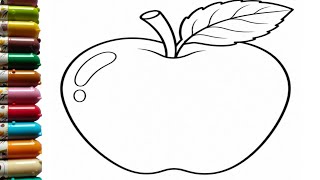 Cute Apple 🍏 🍏Drawing Painting & Coloring For Kids and Toddlers_ Child Art  @AbhinavDrawingarts🍎🍏🍒🍓🥭