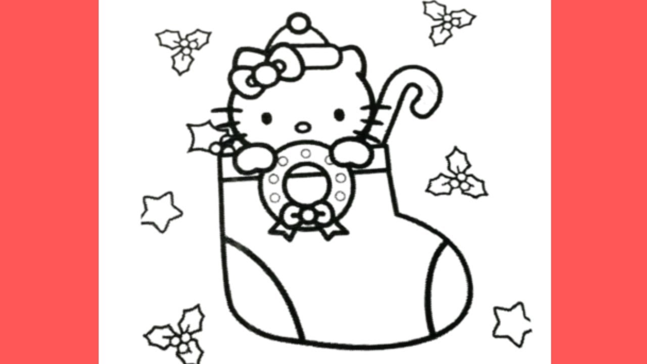 hello-kitty-christmas-socks-drawing-painting-coloring-for-kids-youtube