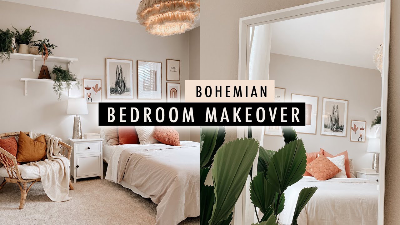 Bohemian Bedroom Makeover (Apartment Makeover Part 3) | Xo, Macenna -  Youtube