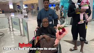 Odion Ighalo picks up his mum and sister from the airport in Jeddah.