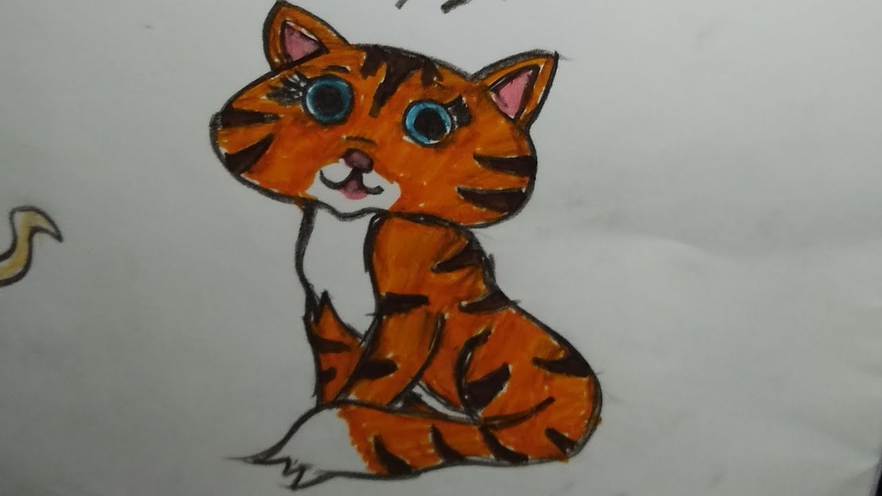 رسم قطه بطريقه سهله..تعليم رسم قطه سهل.how to draw a cat - YouTube