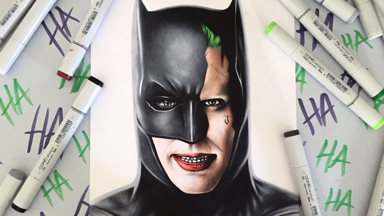 Drawing The Joker in Batman's suit - YouTube