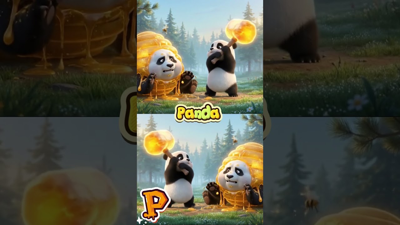 M N O P Обезьянка-папа и детеныш панды. Песенка о спасении пчел – Не дразните ульи. Учимся азбуке...