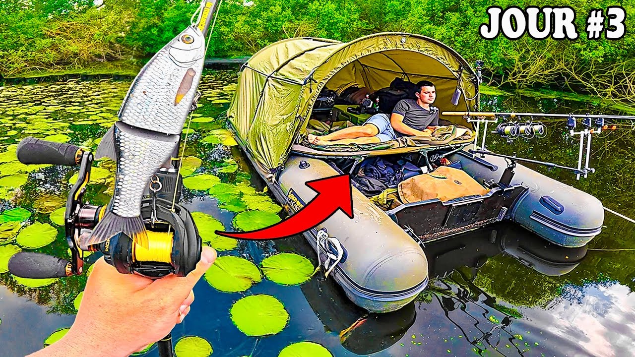 3 jours pour pêcher et dormir sur ce bateau isolé du monde !! ( pêche de la carpe )