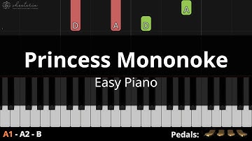 Princess Mononoke (Joe Hisaishi) - Easy piano tutorial for beginners