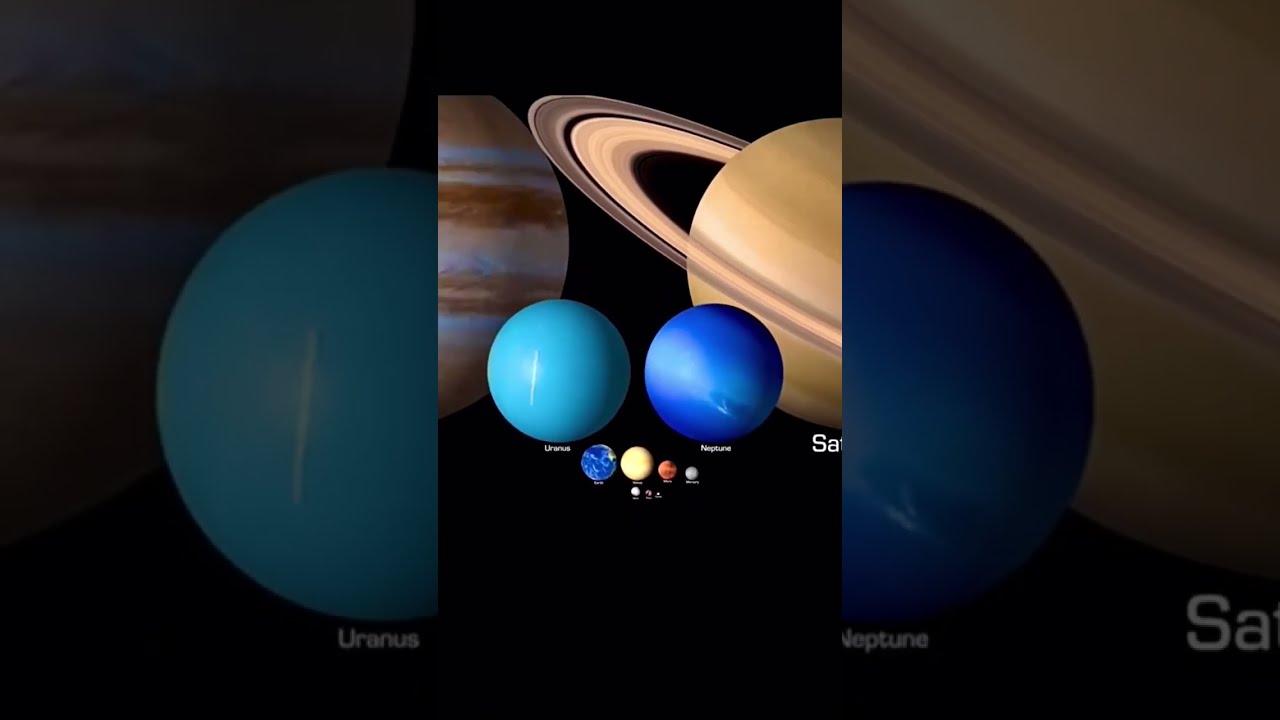 Selected solar system objects to scale in SIZE, ROTATION SPEED and AXIAL TILT.