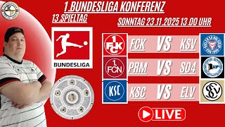 2.Bundesliga Konferenz 13.Spieltag #FCK-#KSV #FCN-#DSC #KSC-#ELV Live Watchalong