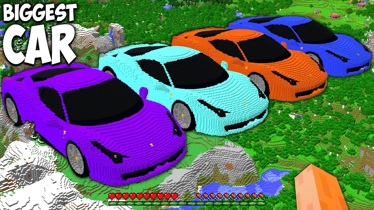 What if YOU BUILD BIGGEST SUPER CAR OF WATER LAVA in Minecraft ! NEW SECRET CAR DIAMOND PORTAL !