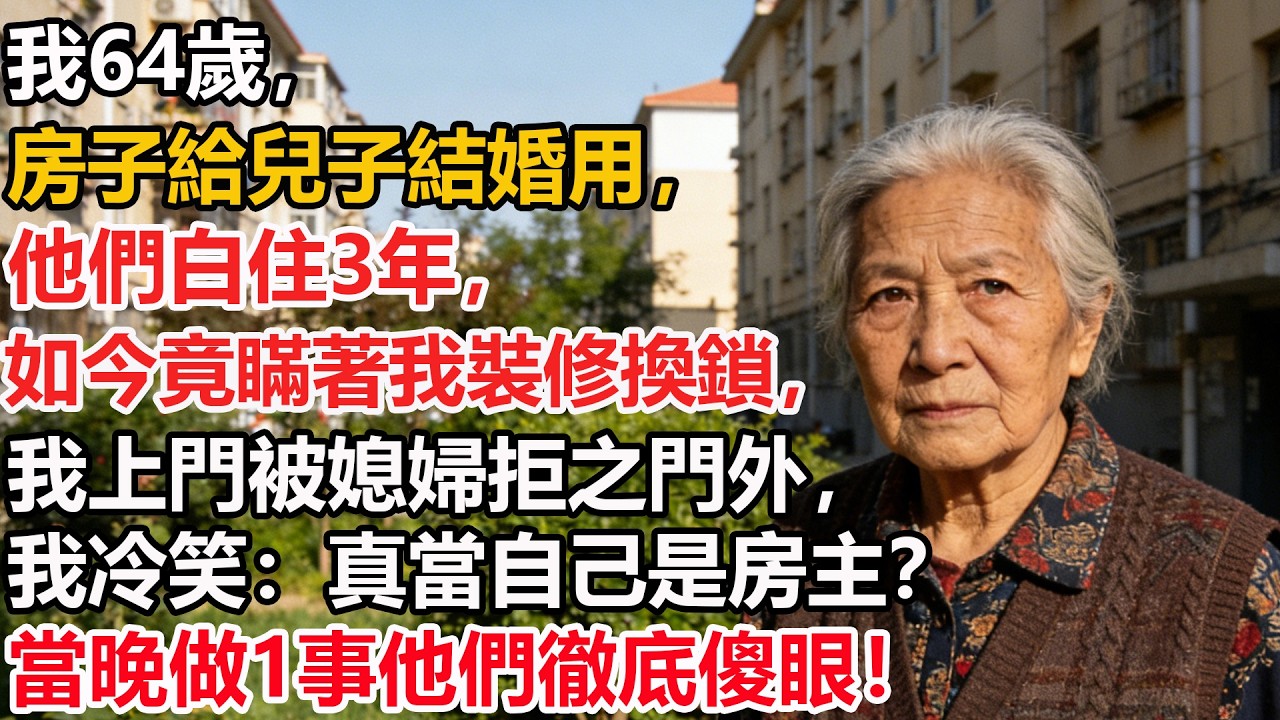 我64歲，房子給兒子結婚用，他們白住3年，如今竟瞞著我裝修換鎖，我上門被媳婦拒之門外，我冷笑：真當自己是房主？當晚做1事他們徹底傻眼！