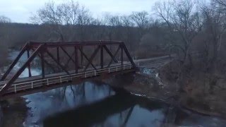 AERIAL FOOTAGE: TRAIN AND TRESTLE