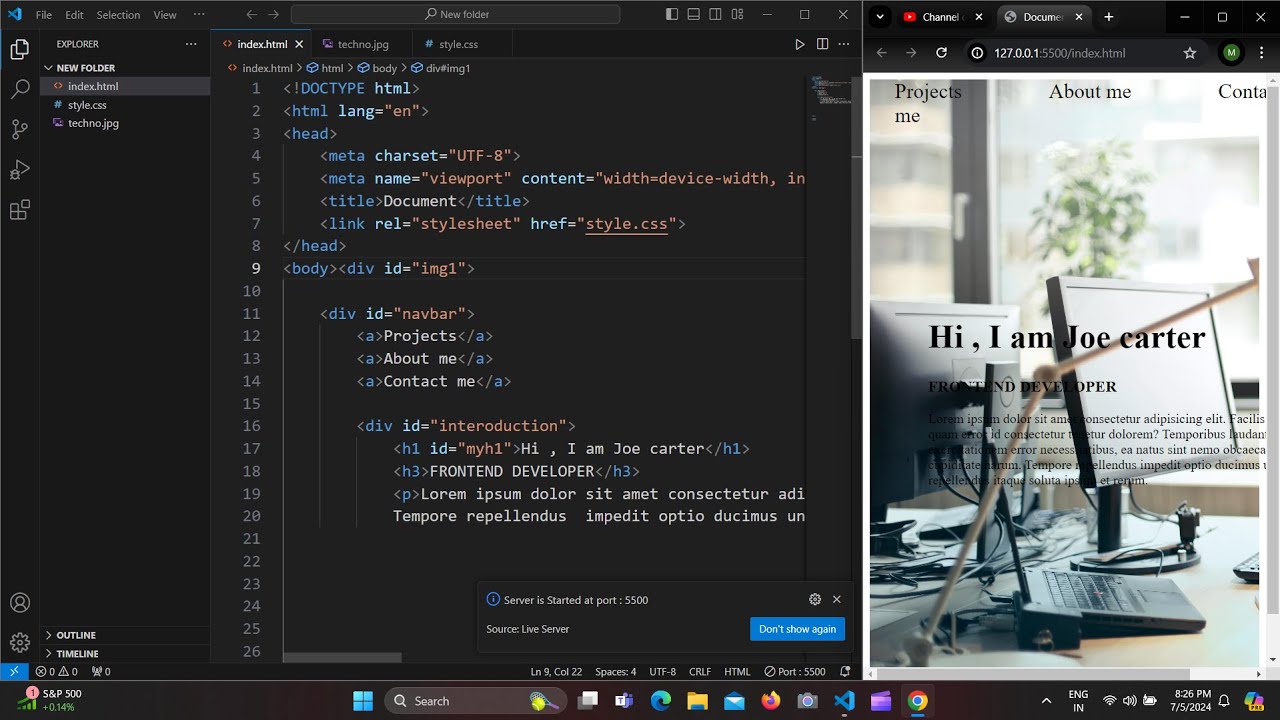 portfolio website only by using html and css part 2 - YouTube