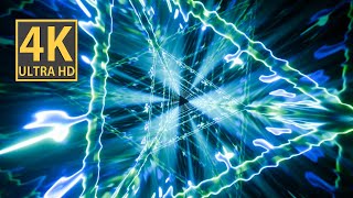 Abstract Background Video 4K Screensaver Green Blue Triangle Tunnel Flames Vj Loop Neon Blender-Art