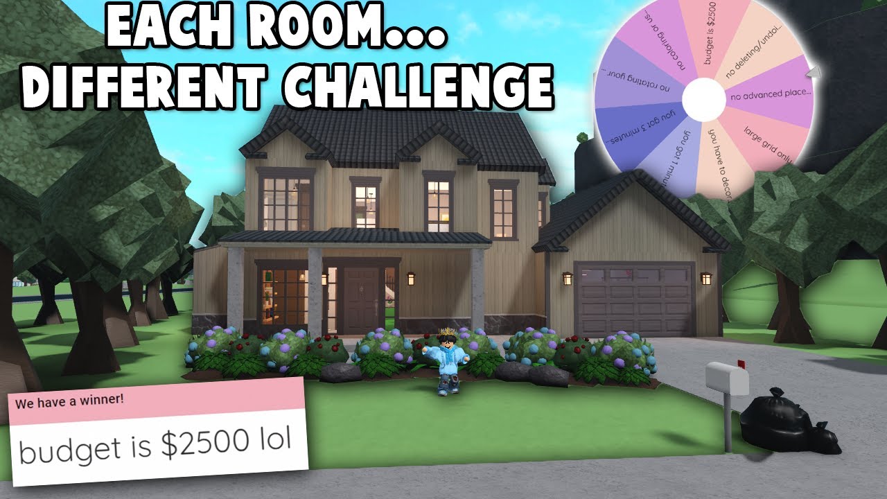 BUILDING A BLOXBURG HOUSE BUT EACH ROOM IS A DIFFERENT MYSTERY WHEEL CHALLENGE