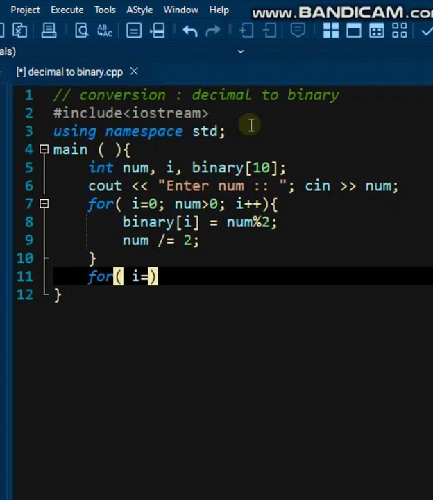Conversion : decimal number to binary in C++ #shorts #coding - YouTube