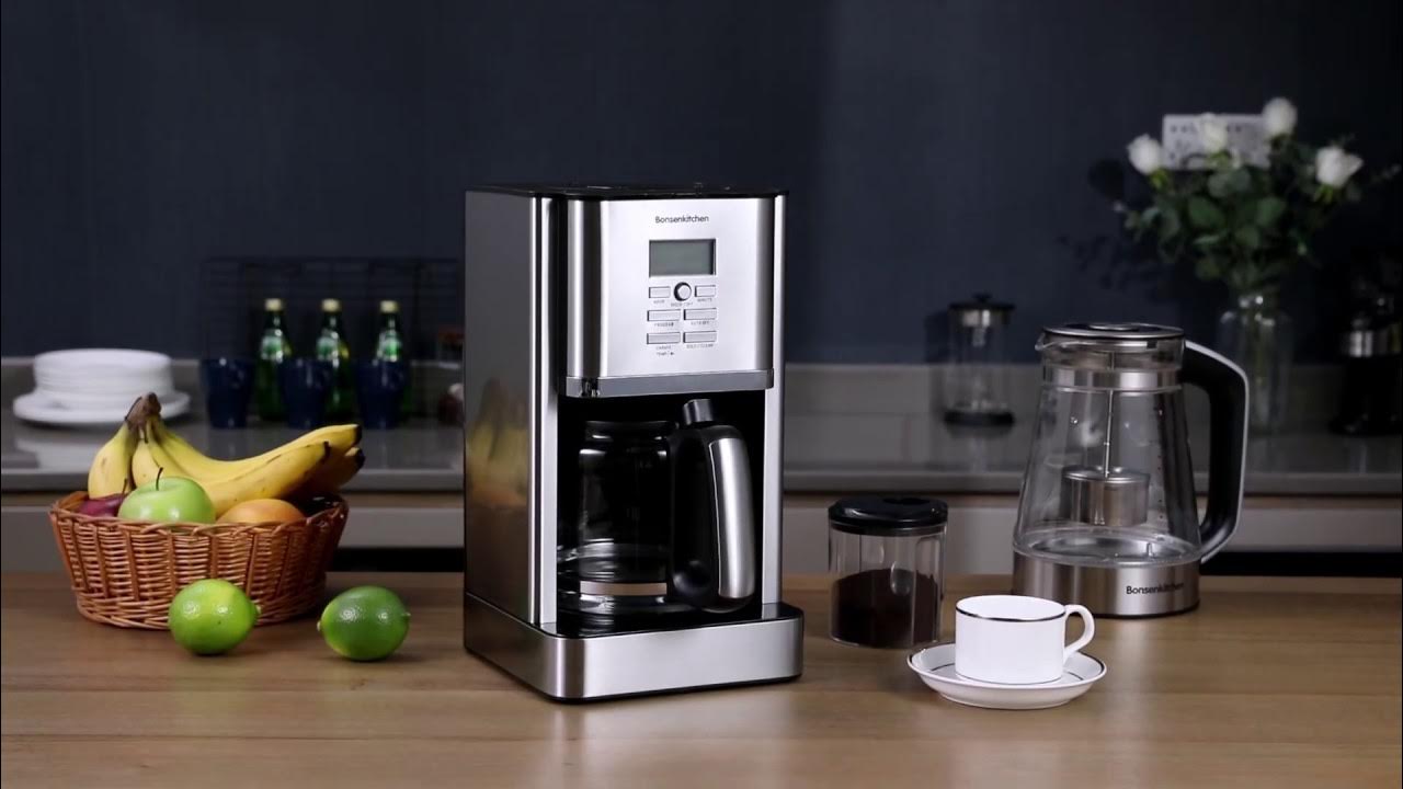 Bonsenkitchen 12 Cups（60Oz） Programmable Stainless Steel Coffee Maker