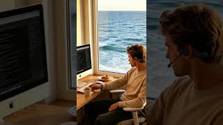 By the seaside, controlling AI Agent with Oleap P200b Pro voice command  #oleap #coding #vibecoding