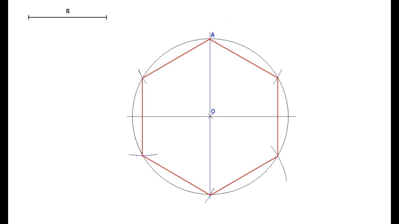 Construcción de un hexágono regular inscrito en una circunferencia