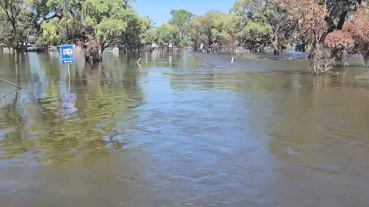 Flood water receding at Blanchetown | South Terrace is the new lock 1
