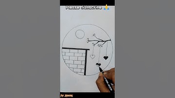 Nature scenery drawing, easy circle scenery drawing, beautiful scenery nature drawing #drawing#video
