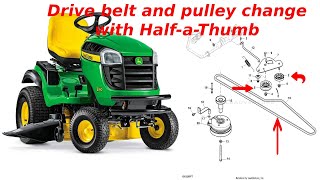 John Deere E100 series lawn tractor Drive belt and pulley change E160