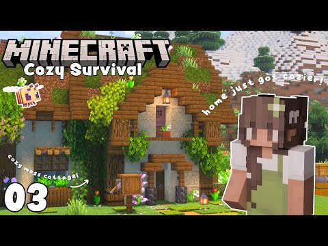 Cozy Cottage Details! | Cozy Minecraft Survival Let's Play - Ep. 03 🐝 thumbnail