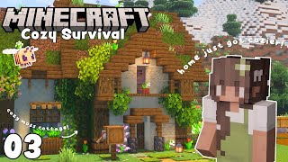 Cozy Cottage Details! | Cozy Minecraft Survival Let's Play - Ep. 03 🐝