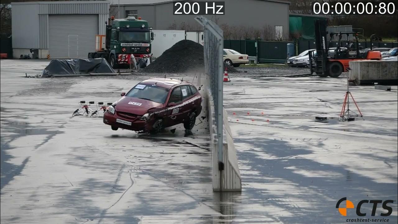 Crash test Kia Rio vs. FIA Gate based on DIN EN 13172 / FIA YouTube