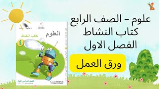 ورق عمل - من صفحة ٤٠ الى ٤٥ - كتاب النشاط علوم للصف الرابع - الفصل الاول