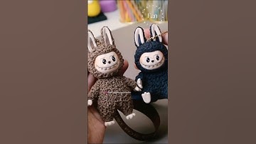 how to make a Labubu Keychain with air dry foam clay craft art Fondant tutorial #labubu