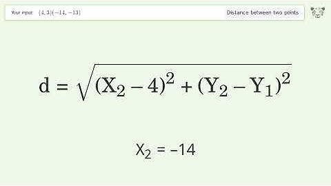 Find the distance between two points p1 (4,3) and p2 (-14,-13): Step-by-Step Video Solution