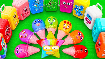 Rainbow SLIME 🌈 Looking Numberblocks, Alphablocks, Alphabet Lore, Cocomelon Dinosaur Eggs Coloring!