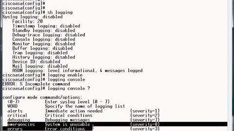 Cisco ASA ver. 6, 7, and 8.2: Logging Console