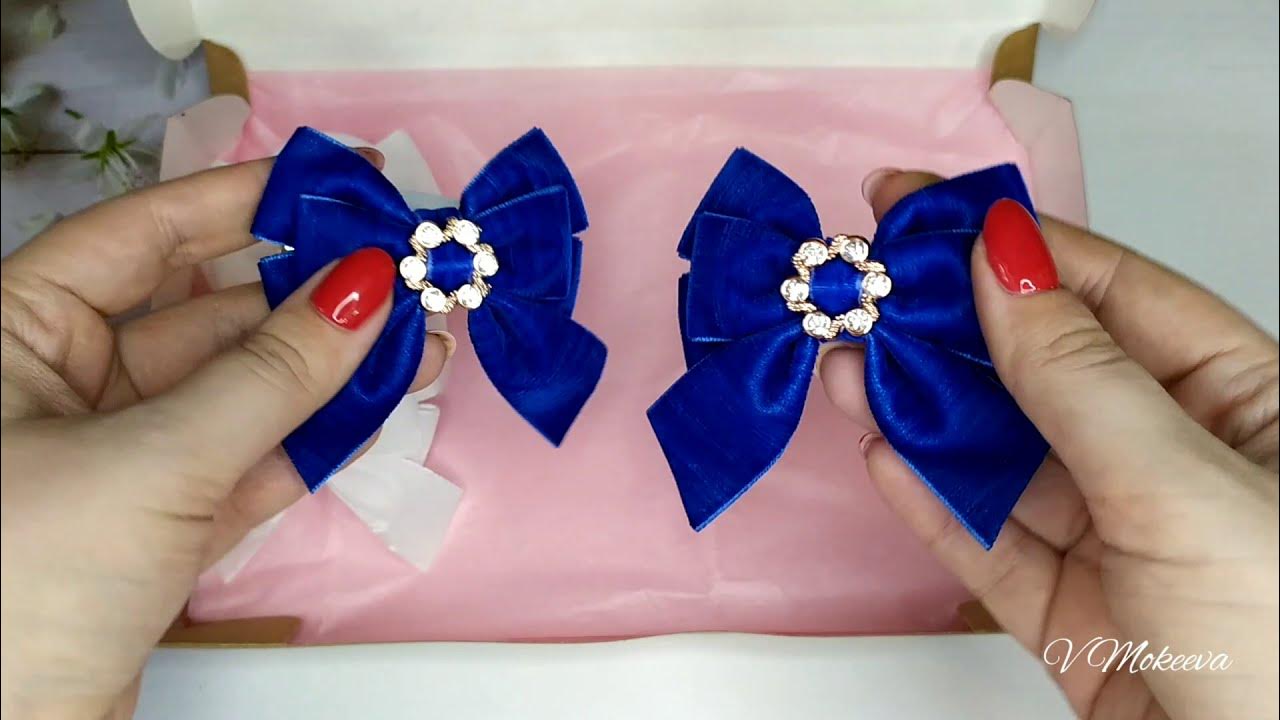 Бантики из бархатной ленты и ленты с пайетками 🎀🎀 - YouTube