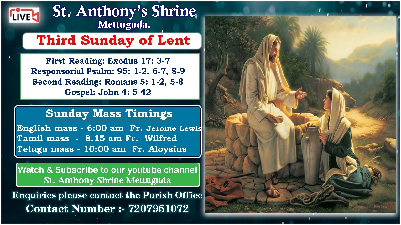 Fr Jerome Lewis/ St.Anthony Shrine/Mettuguda/English Mass 6.30 am Live Streaming/8th March 2026