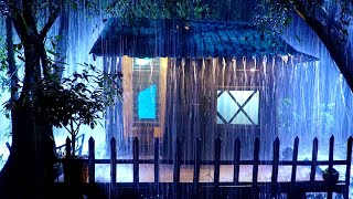 Heavy Thunderstorm For Sleep | Torrential Rain & Very Huge Thunder Sounds On Forest House At Night