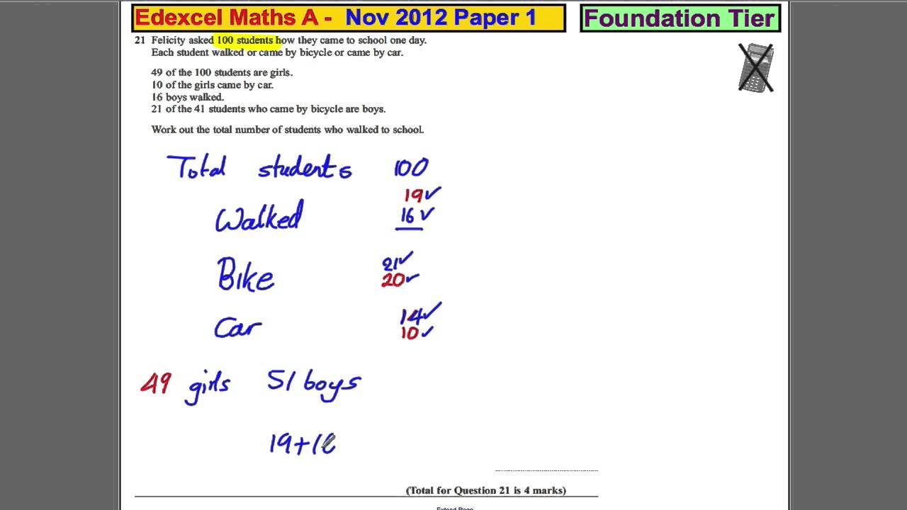 online math tutor jobs Q21 Edexcel GCSE Maths 1F November 2012
