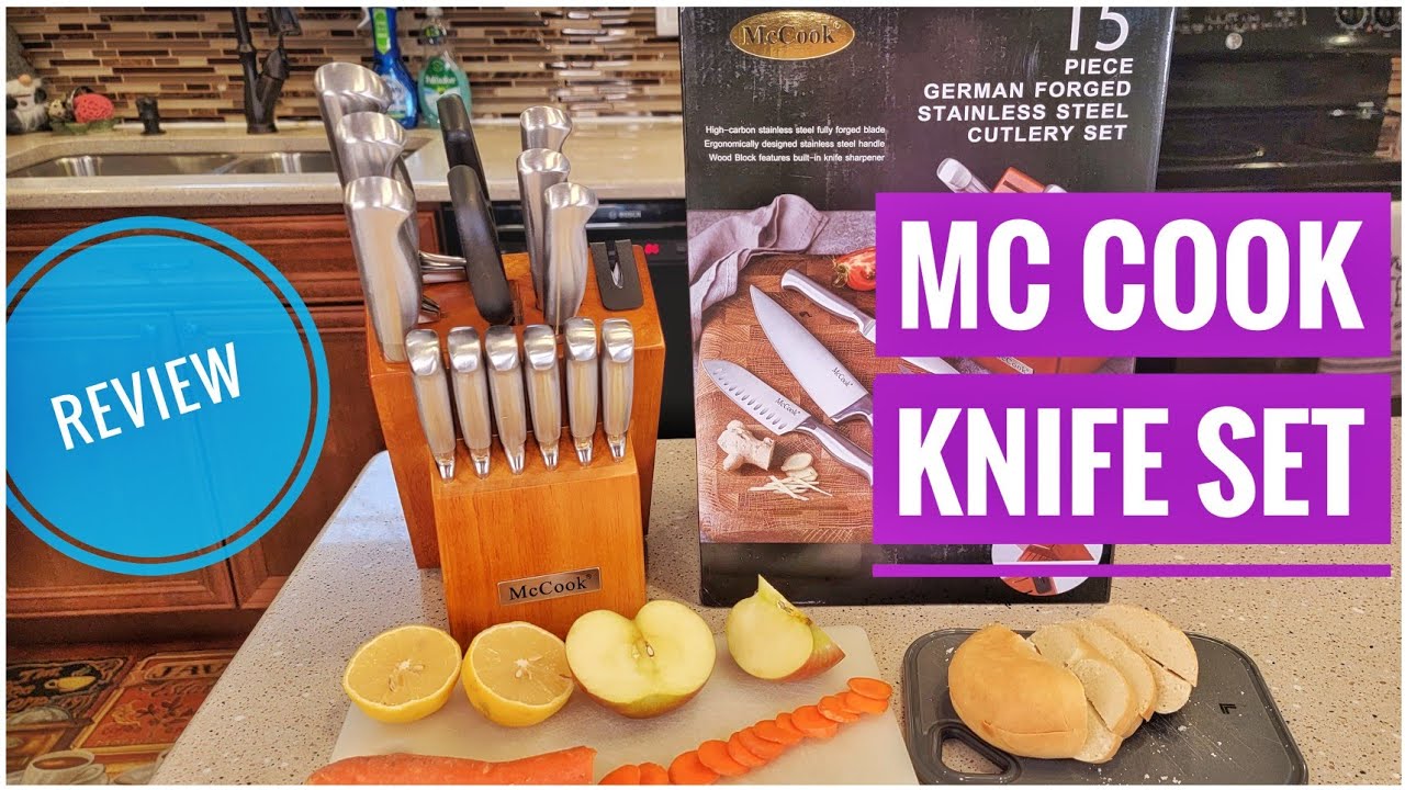 REVIEW McCook MC29 Butcher Block Knife Set 15 Piece Stainless Steel Block  Set 