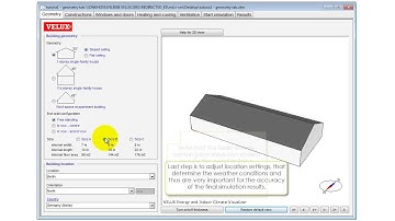 VELUX Energy and Indoor Climate Visualizer - Geometry tab settings tutorial