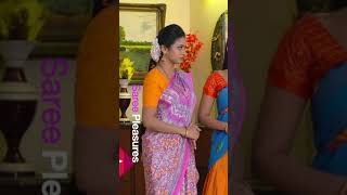 136 Saree Scene In Serials - Bhabhi In Pink Crepe Saree With Contrast Blouse Satin Finish
