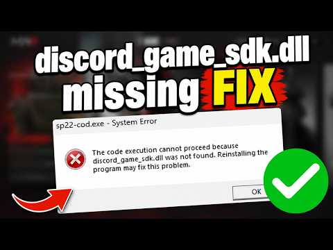 How to Fix COD MW3 discord_game_sdk.dll Missing | sp22-cod.exe System Error Fix (2026)