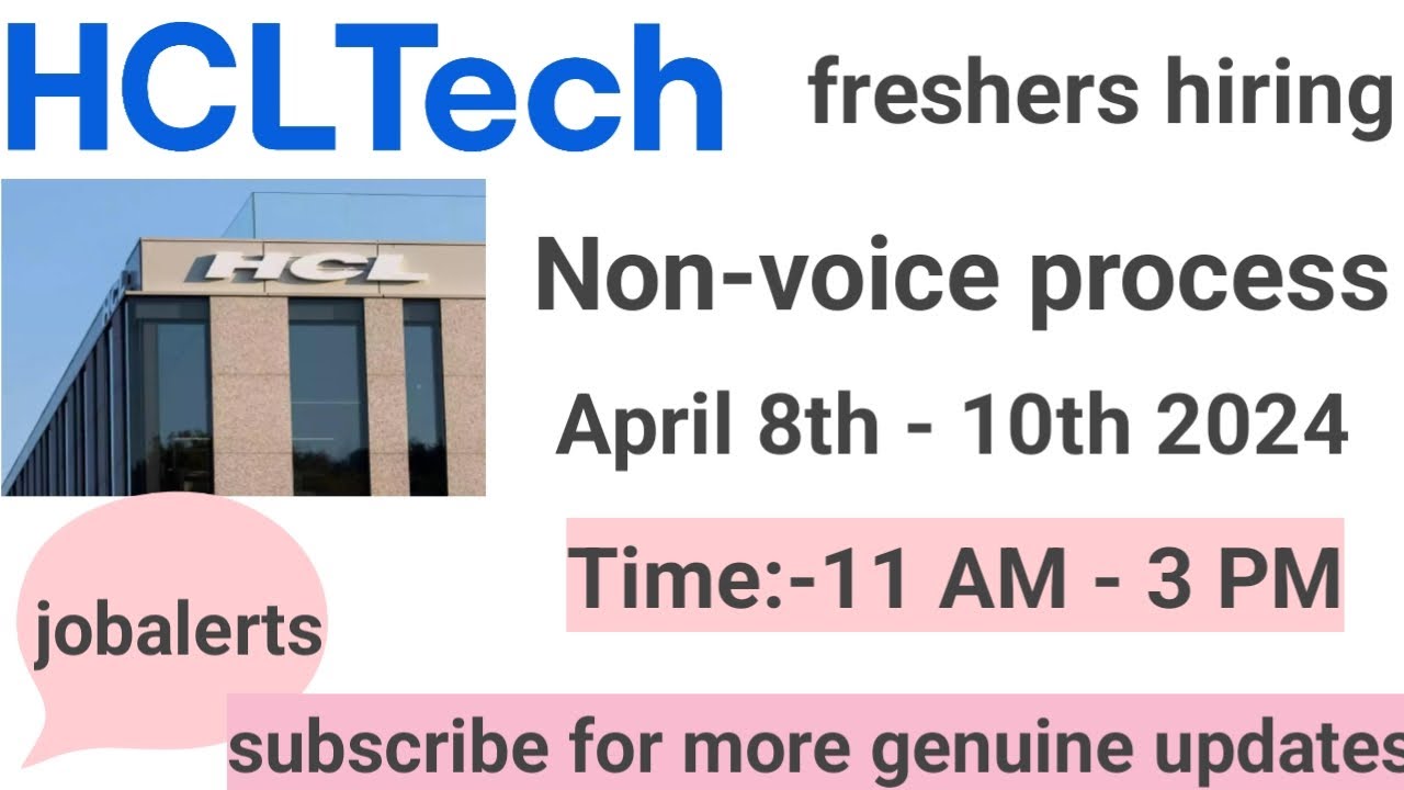 HCLTech is hiring for freshers || Non-voice process || walkin drive ...