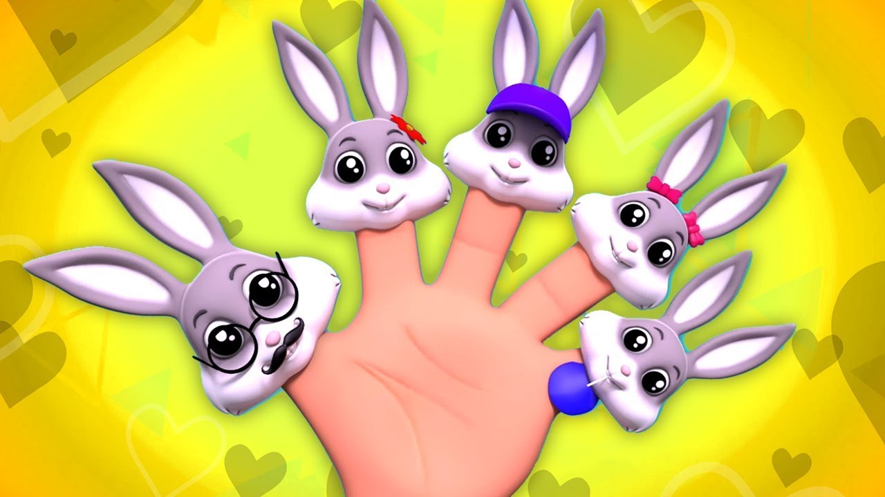  kelinci  jari keluarga 3d  bayi sajak Rabbit Finger 
