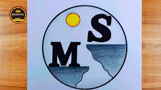 How to make New M+S Letter Drawing tutorial - Pencil Sketch / Scenery drawing / Drawing 
