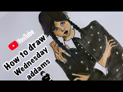 How to draw Wednesday Addams Drawing tutorial step by step #how_to_draw ...