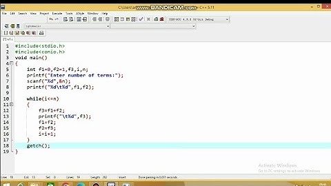 C program for To Print the Fibonacci Sequence using While Loop