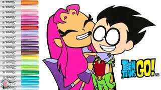 Teen Titans Go Coloring Book Page Starfire And Robin Ttg Raven Cartoon Network