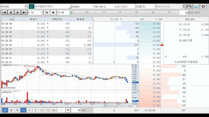 주식 아이엠비디엑스 461030 코스닥 2024.09.09 복기 차트와 호가창