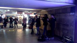 Requiem for a dream -  Violin quartet performance. Street music.