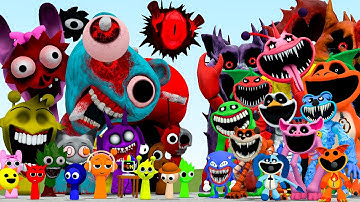 ALL SPRUNKI PHASES VS ALL SMILING CRITTERS AND POPPY PLAYTIME CHAPTERS in Garry
