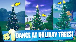 Dance at Holiday Trees at Different Named Locations - All Holiday Trees Locations - Fortnite